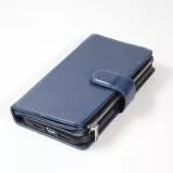 iPhone 15 Pro Case Hülle - Brieftaschen-Hülle luxuriös und raffiniert mit Magnet Verschluss & Münz- und Kartenfach  - Blau