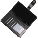 iPhone 15 Pro Case Hülle - Brieftaschen-Hülle luxuriös und raffiniert mit Magnet Verschluss & Münz- und Kartenfach  - Schwarz