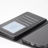 iPhone 15 Pro Case Hülle - Brieftaschen-Hülle luxuriös und raffiniert mit Magnet Verschluss & Münz- und Kartenfach  - Schwarz