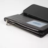 iPhone 15 Pro Case Hülle - Brieftaschen-Hülle luxuriös und raffiniert mit Magnet Verschluss & Münz- und Kartenfach  - Schwarz