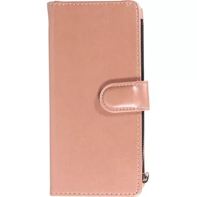 Fourre iPhone 15 Pro Max - Etui portefeuille luxueux et sophistiqué en cuir avec aimant et compartiment à monnaie - Rose