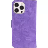 Fourre iPhone 15 Pro Max - Flip 3D en similicuir Oeil du tigre - Violet
