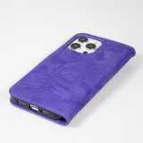 Fourre iPhone 15 Pro Max - Flip 3D en similicuir Oeil du tigre - Violet