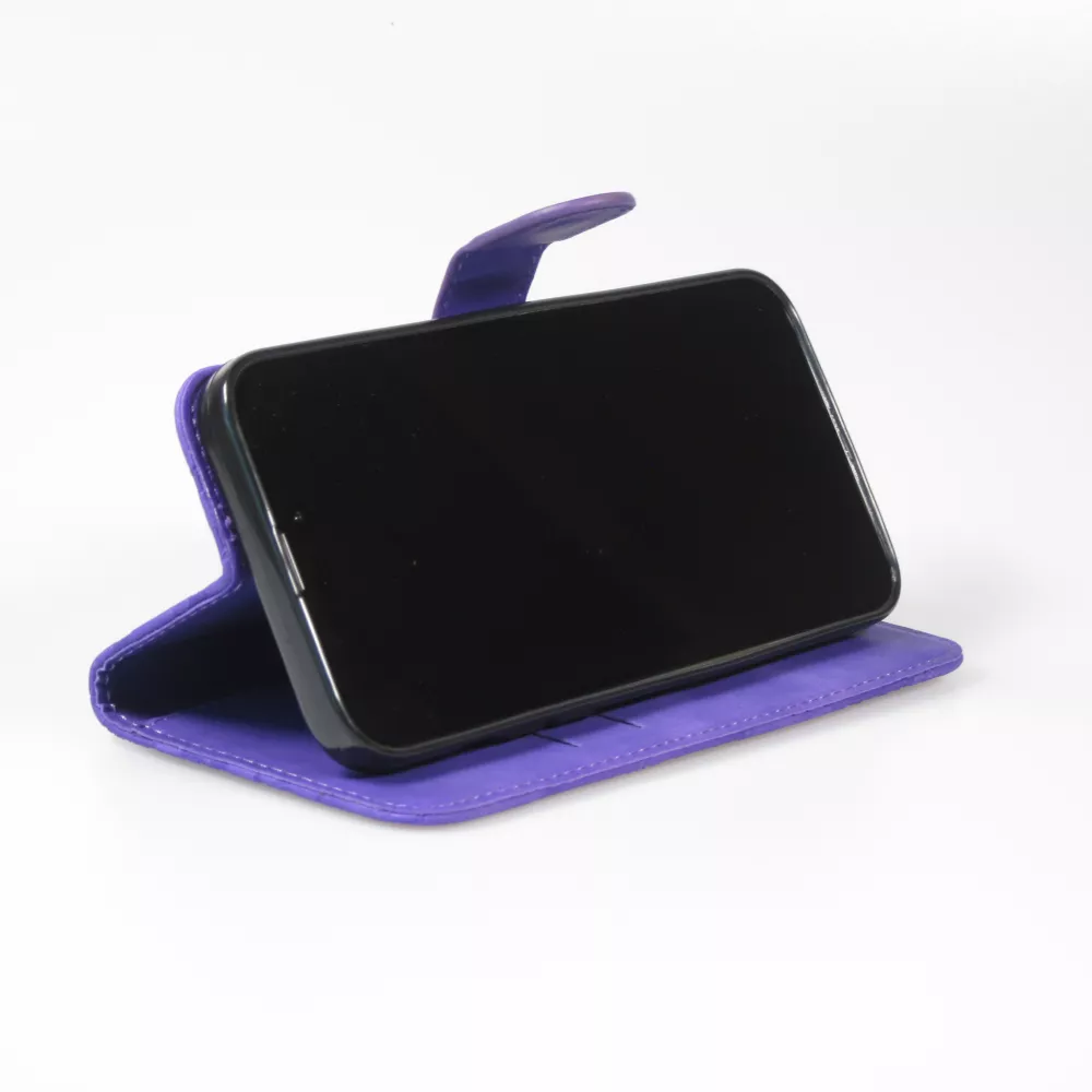 Fourre iPhone 15 Pro Max - Flip 3D en similicuir Oeil du tigre - Violet