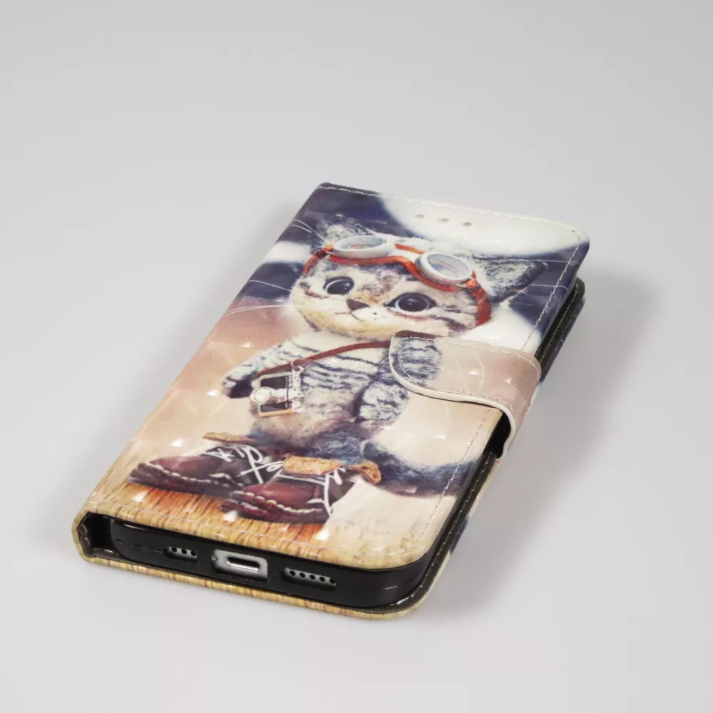 Fourre iPhone 14 Pro Max - Flip - Explorer kitten - Beige