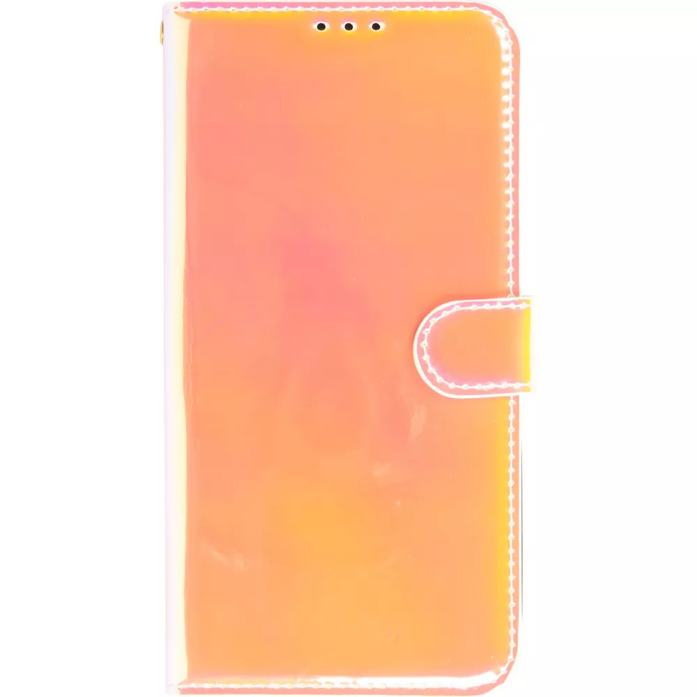 Fourre iPhone 14 Pro Max - Flip lisse brillant couleur magique avec dragonne - Tequila Sunrise