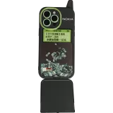 iPhone 14 Pro Case Hülle - Lustige Spass Hülle 3D Retro Nokia Phone mit Spiegel - Schwarz
