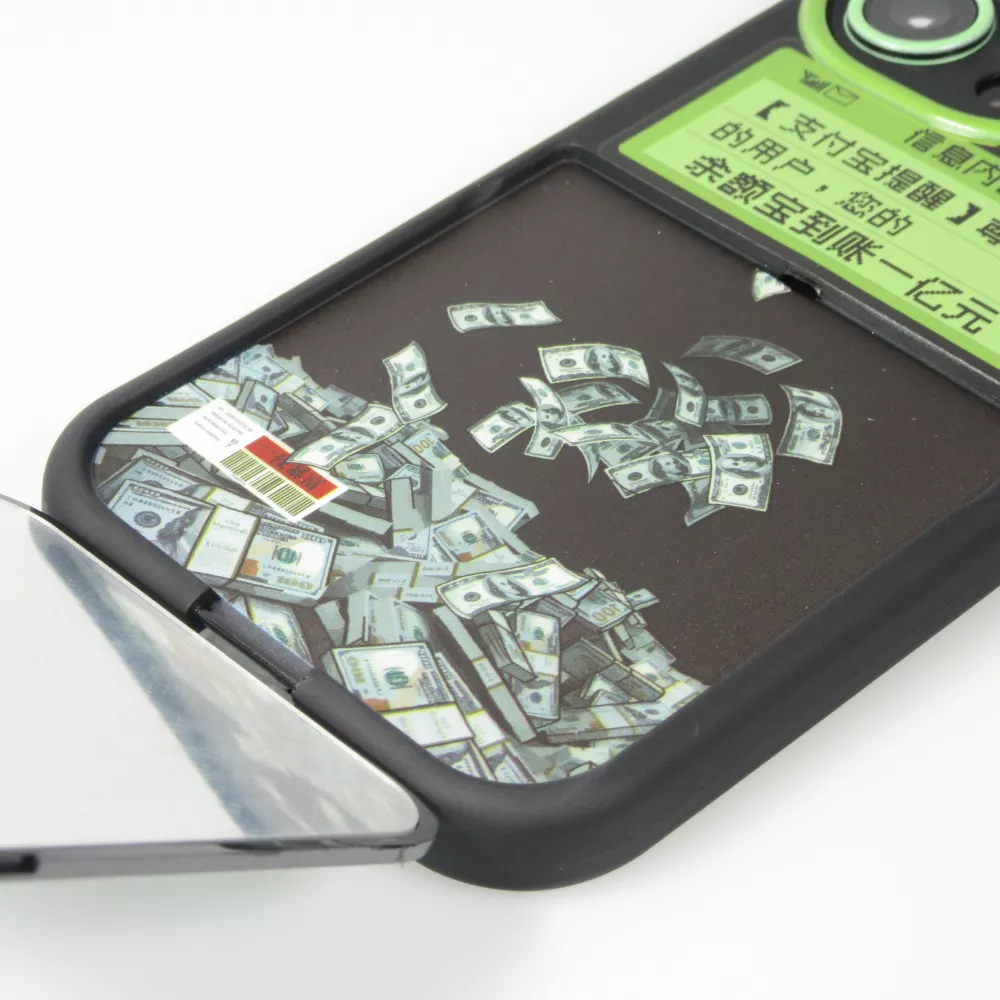 iPhone 14 Pro Case Hülle - Lustige Spass Hülle 3D Retro Nokia Phone mit Spiegel - Schwarz