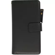 Fourre iPhone 15 - Etui portefeuille luxueux et sophistiqué en cuir avec aimant et compartiment à monnaie - Noir