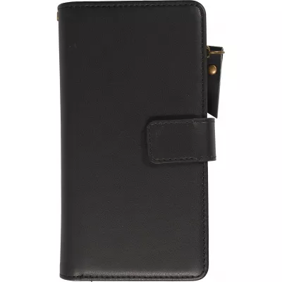 Fourre iPhone 15 - Etui portefeuille luxueux et sophistiqué en cuir avec aimant et compartiment à monnaie - Noir