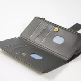 Fourre iPhone 15 - Etui portefeuille luxueux et sophistiqué en cuir avec aimant et compartiment à monnaie - Noir