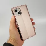 Fourre iPhone 15 - Etui portefeuille luxueux et sophistiqué en cuir avec aimant et compartiment à monnaie - Rose