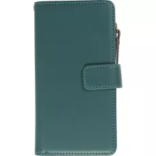 iPhone 15 Case Hülle - Brieftaschen-Hülle luxuriös und raffiniert mit Magnet Verschluss & Münz- und Kartenfach  - Grün