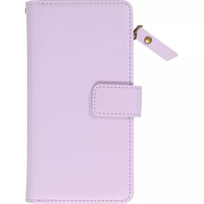 Fourre iPhone 15 - Etui portefeuille luxueux et sophistiqué en cuir avec aimant et compartiment à monnaie - Violet clair