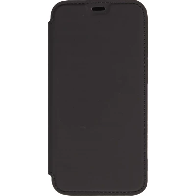 Fourre iPhone 15 - Flip silicone souple avec surface lisse et mate - Noir