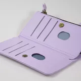 Fourre iPhone 15 Pro - Etui portefeuille luxueux et sophistiqué en cuir avec aimant et compartiment à monnaie - Violet clair