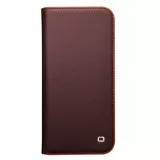 iPhone 15 Pro Case Hülle - Qialino Flip Echtleder - Matt dunkelbraun