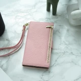 Fourre iPhone 15 Pro - Flip Wallet en cuir végétal avec portefeuille et fermeture magnétique - Violet