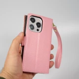 Fourre iPhone 15 Pro - Flip Wallet en cuir végétal avec portefeuille et fermeture magnétique - Violet