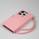 Fourre iPhone 15 Pro - Flip Wallet en cuir végétal avec portefeuille et fermeture magnétique - Violet