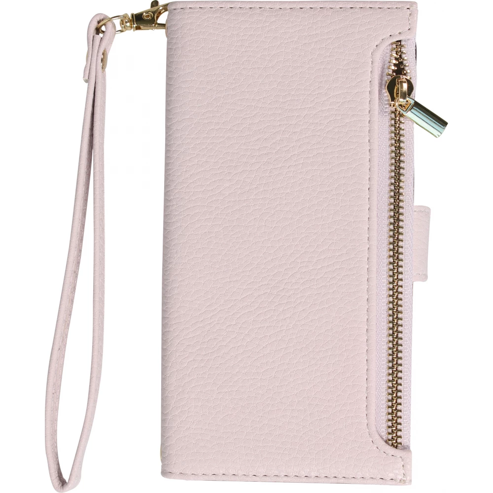 Fourre iPhone 15 Pro - Flip Wallet en cuir végétal avec portefeuille et fermeture magnétique - Violet