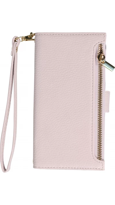 Fourre iPhone 15 Pro - Flip Wallet en cuir végétal avec portefeuille et fermeture magnétique - Violet