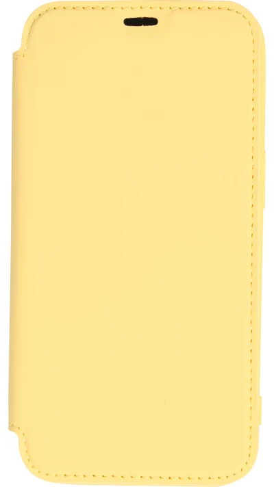 Fourre iPhone 15 Pro - Flip silicone souple avec surface lisse et mate - Jaune