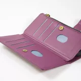 Fourre iPhone 15 Pro Max - Etui portefeuille luxueux et sophistiqué en cuir avec aimant et compartiment à monnaie - Violet foncé