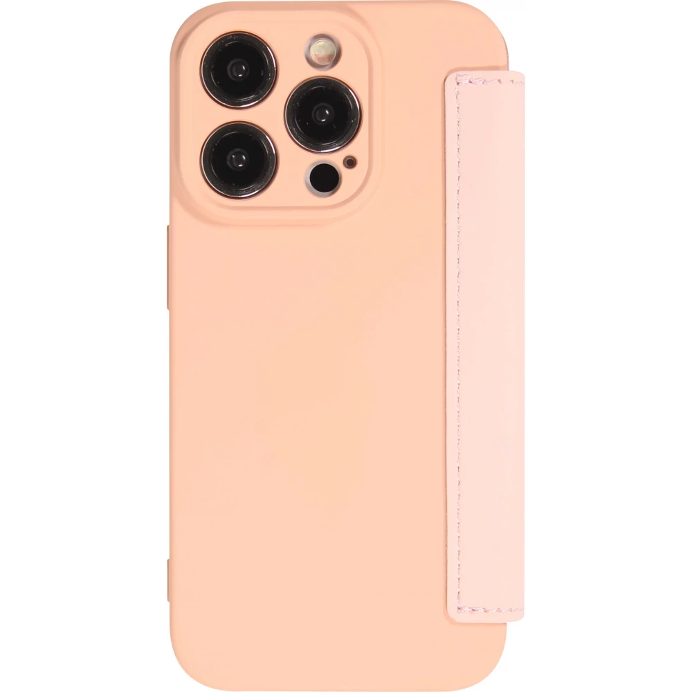 Fourre iPhone 15 Pro Max - Flip silicone souple avec surface lisse et mate - Beige