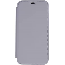 Fourre iPhone 15 Pro Max - Flip silicone souple avec surface lisse et mate - Gris