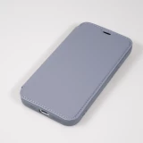 Fourre iPhone 15 Pro Max - Flip silicone souple avec surface lisse et mate - Gris