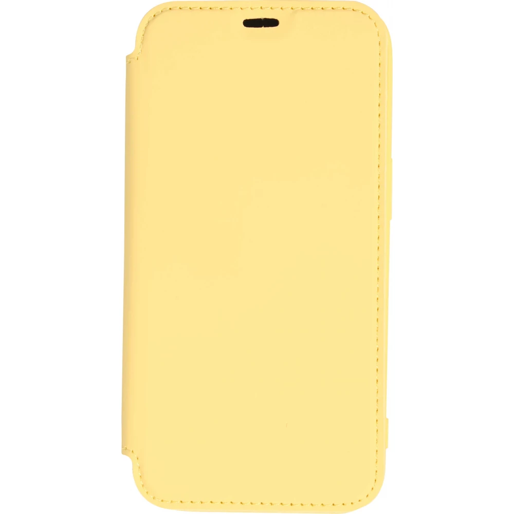 Fourre iPhone 15 Pro Max - Flip silicone souple avec surface lisse et mate - Jaune