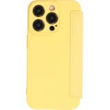 Fourre iPhone 15 Pro Max - Flip silicone souple avec surface lisse et mate - Jaune