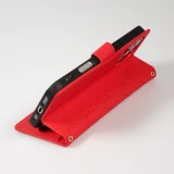 iPhone 16 Case H&uuml;lle - Elegante Flip-Matratze mit Magnetverschluss Trageschlaufe und Kartenf&auml;chern - Rot