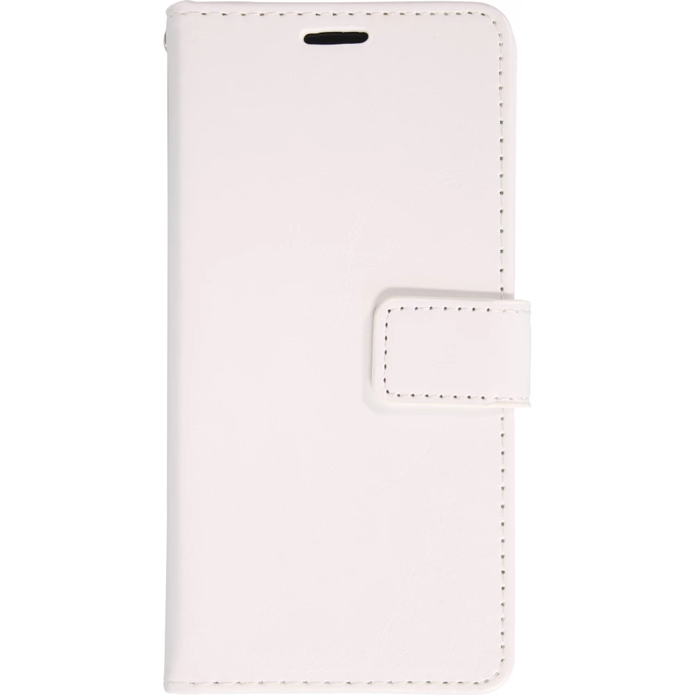 Fourre iPhone 16 Plus - Premium Flip cuir lisse porte-cartes - Blanc