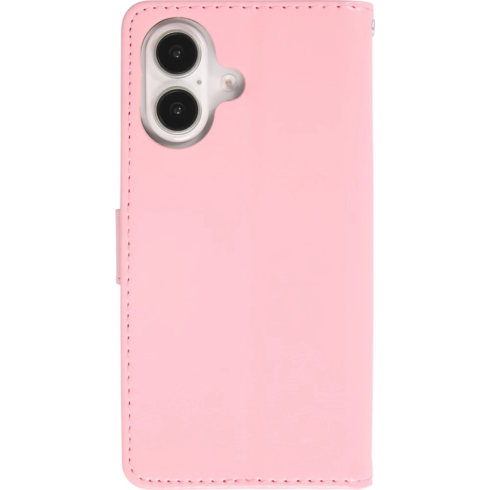 Fourre iPhone 16 Plus - Premium Flip cuir lisse porte-cartes - Rose clair
