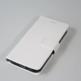 Fourre iPhone 16 - Premium Flip cuir lisse porte-cartes - Blanc
