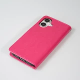 Hülle iPhone 16 - Premium Flip Leder Tasche - Dunkelrosa
