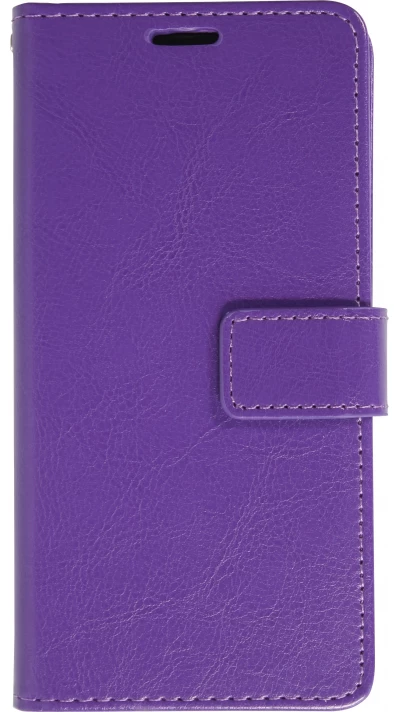 Fourre iPhone 16 - Premium Flip cuir lisse porte-cartes - Violet