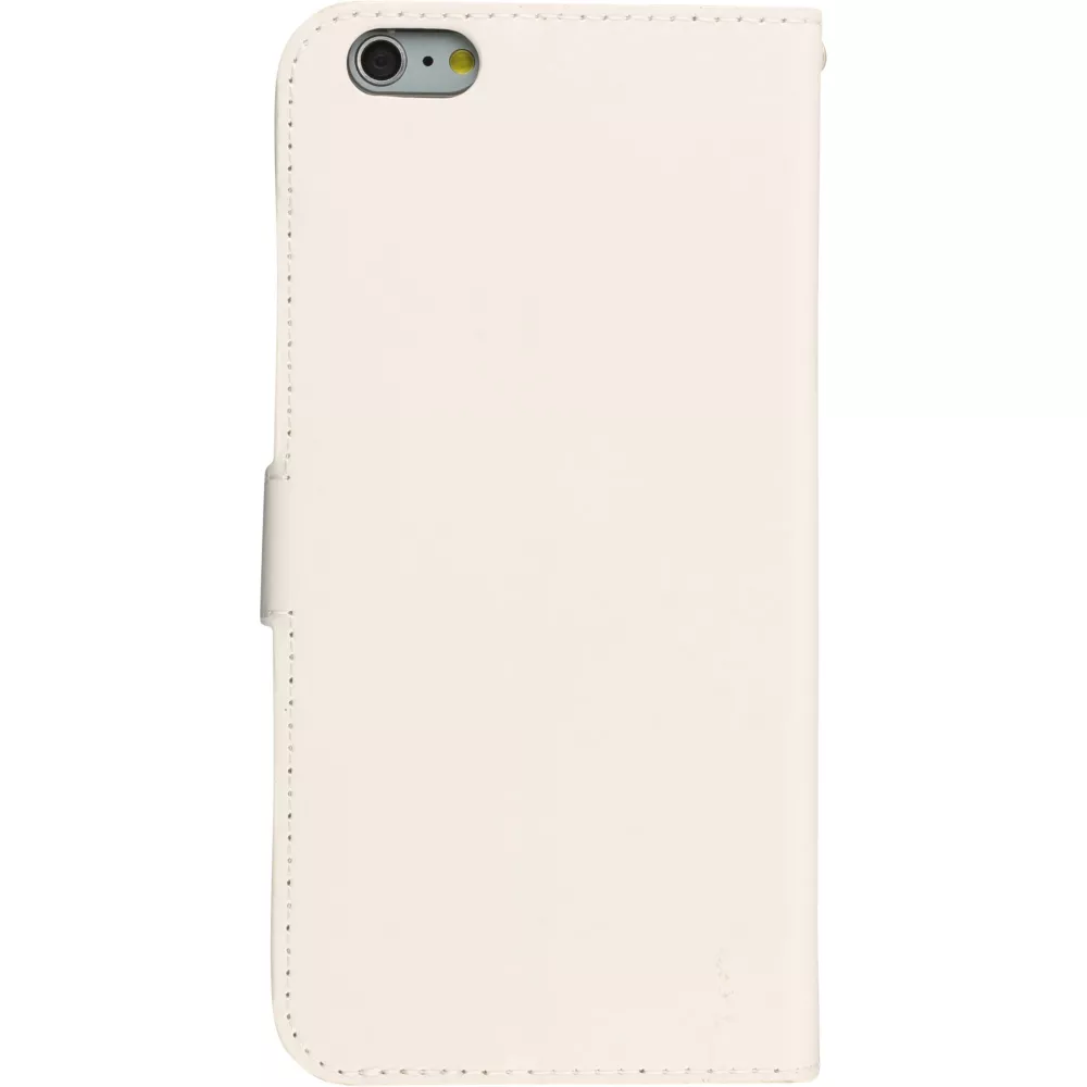 Fourre iPhone 17e / 16e - Premium Flip cuir lisse porte-cartes - Blanc