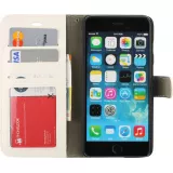 Fourre iPhone 17e / 16e - Premium Flip cuir lisse porte-cartes - Blanc