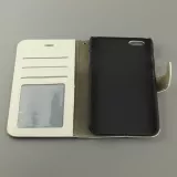 Fourre iPhone 17e / 16e - Premium Flip cuir lisse porte-cartes - Blanc