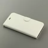 Fourre iPhone 17e / 16e - Premium Flip cuir lisse porte-cartes - Blanc