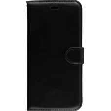 Fourre iPhone 17e / 16e - Premium Flip cuir lisse porte-cartes - Noir