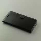 Fourre iPhone 17e / 16e - Premium Flip cuir lisse porte-cartes - Noir