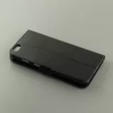 Fourre iPhone 17e / 16e - Premium Flip cuir lisse porte-cartes - Noir