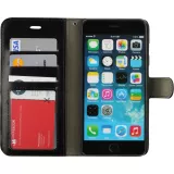 Fourre iPhone 17e / 16e - Premium Flip cuir lisse porte-cartes - Noir
