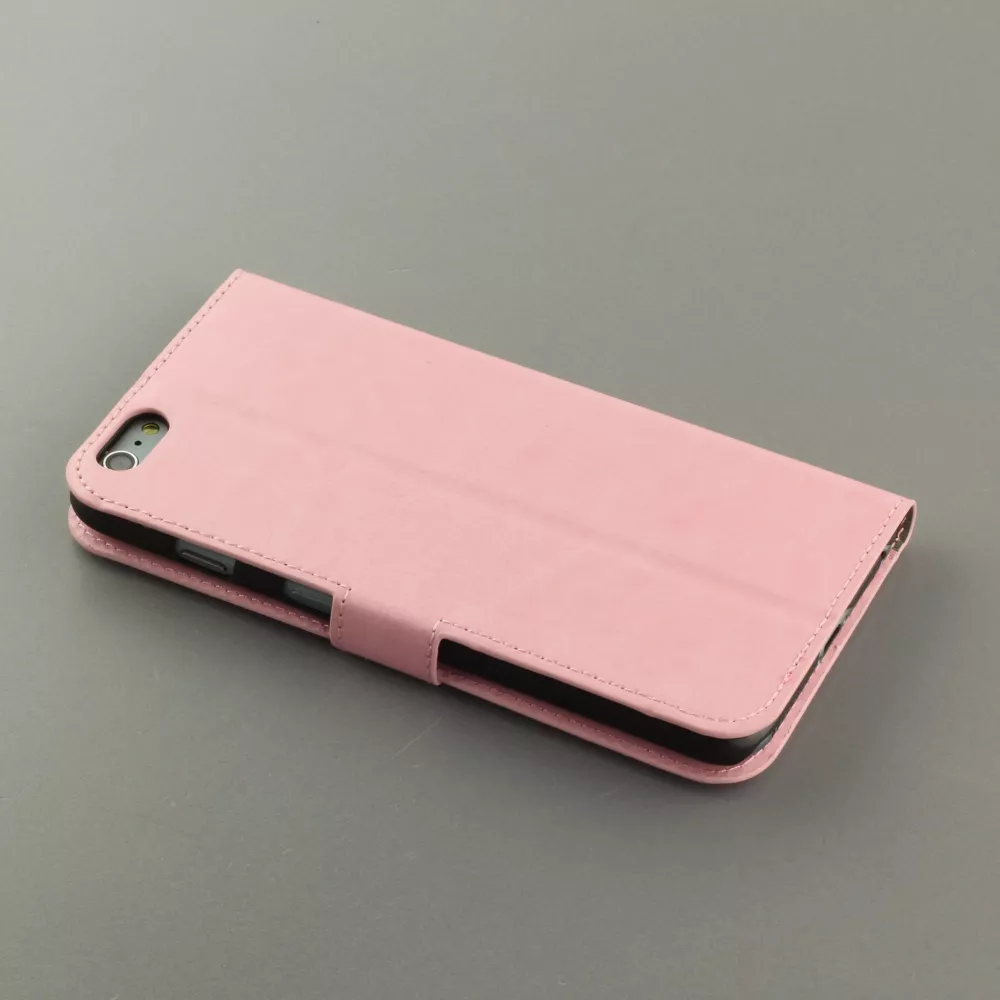 Fourre iPhone 17e / 16e - Premium Flip cuir lisse porte-cartes - Rose clair