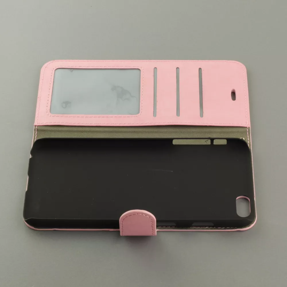 Fourre iPhone 17e / 16e - Premium Flip cuir lisse porte-cartes - Rose clair