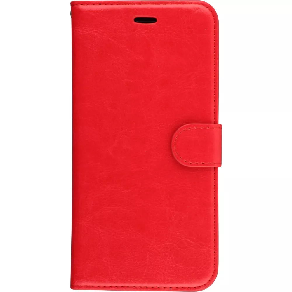 Fourre iPhone 17e / 16e - Premium Flip cuir lisse porte-cartes - Rouge